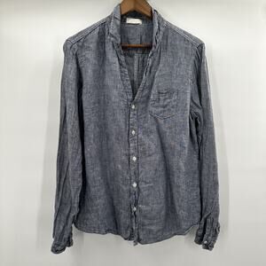 CP Shades Linen‎ Shirt Womens Large Blue Coastal Breathable Button Long